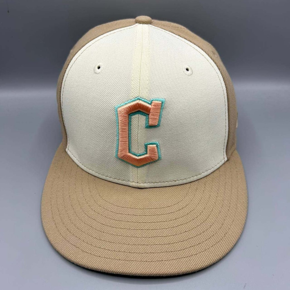 Cleveland Indians Guardians Hat Men 7 1/2 Brown MLB 59Fifty New Era Fitted Cap‎